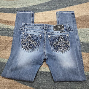 Miss Me Jeans Women’s 31 Signature Skinny VTG Distressed Embellished Pockets